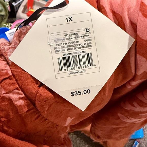 Ava & Viv Rust and Pink 3/4 Sleeve Dress - Picture 6 of 6